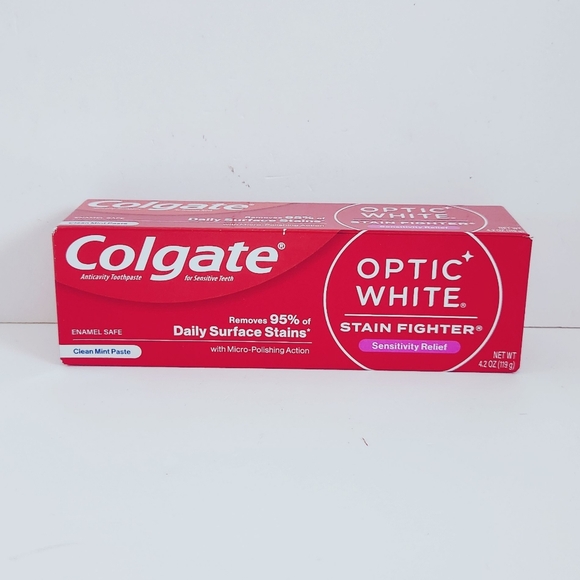 🍭7/$15 Colgate Optic White Whitening Toothpaste Sensitivity Relief Clean Mint - Picture 1 of 12